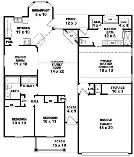 Remarkable House Plans 3 Bedroom One Story Arts House Plan Single Story
