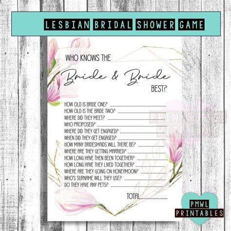 Lesbian Bridal Shower 6 Games Bundle Lesbian Bachelorette Etsy