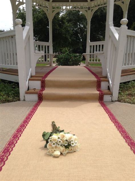 30 Ft Burlap And Lace Aisle Runner Burgundy Redwine Lace Aisle Runner