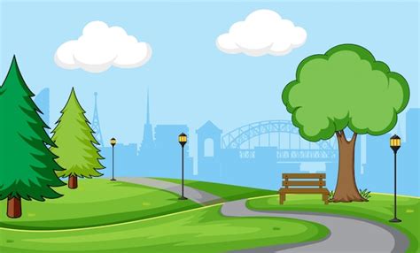 Free Vector City Park Scene Background