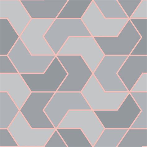 Rasch Geo Hexagonal Shape Patel Colour Smooth Metallic