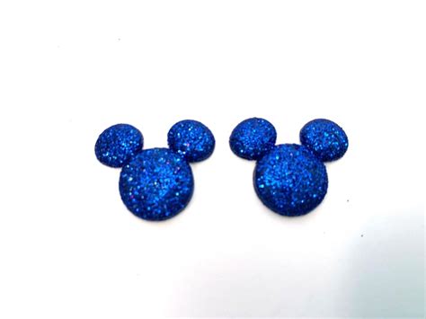 Set Of 2 Disney Glitter Mickey Mouse Ears Buttons Color Shank Etsy