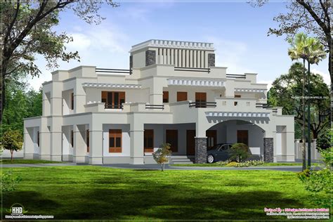 Square Roof Luxury Villa Exterior Kerala Home Design And