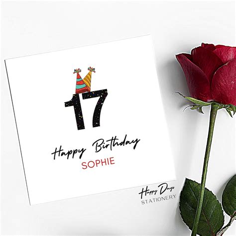 17th Birthday Card 17th Birthday Card For Girl 17th Birthday Etsy