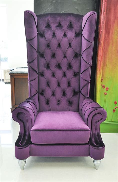 Baroque High Back Chair Purple Furniture Luxury Sofa Design High