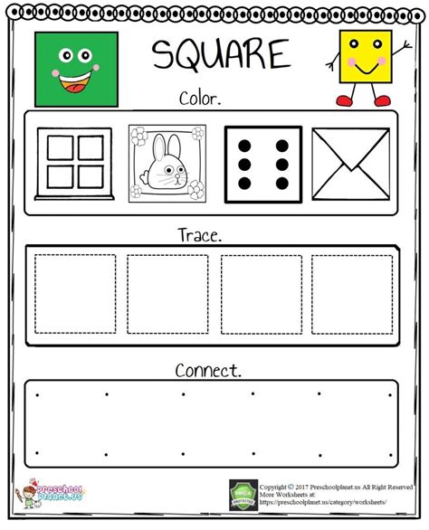 Square Worksheet Preschoolplanet Square Worksheets For Preschool