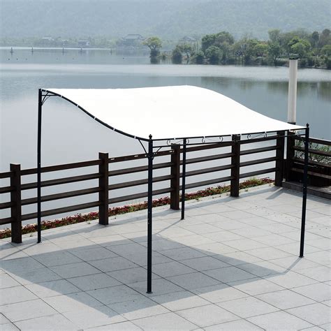 Outsunny 3 X 3m Wall Mounted Awning Free Stand Canopy Shade Garden