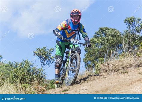 Man Riding A Mountain Bike Downhill Style Editorial Stock Photo Image Of Control Athlete