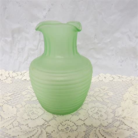 sale vintage frigidaire green vaseline glass tea server green frosted water bottle refrigerator