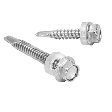 Hex Head Flange Stainless Steel Self Drilling Screw With Pvc Washer
