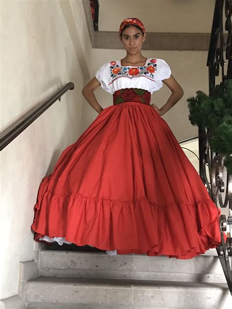 Mexican Red Double Skirt Womans Mexican Boho Coco Theme Party Etsy Mexican Style Dresses