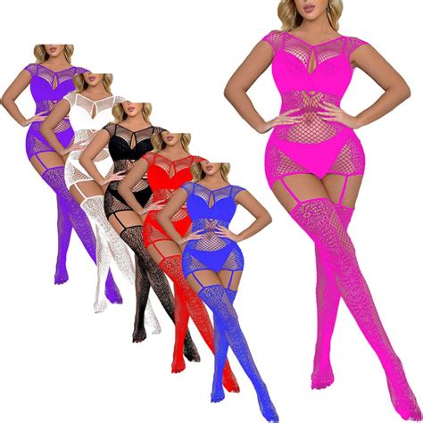 Women Fishnet Bodystocking Hollow Out Lingerie Bodysuit Crotchless