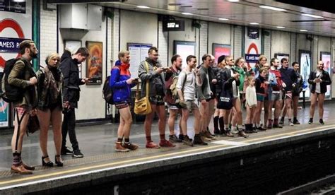 Commuters Strip Off To Their Pants For Annual No Trousers On The Tube No Pants Day No Pants