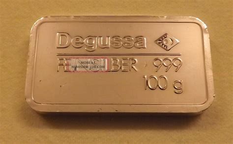Degussa 100 Gram 999 Fine Silver Bar Issued From Dusseldorf Germany