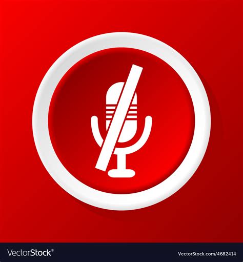Muted Microphone Icon On Red Royalty Free Vector Image