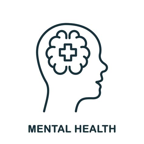 Mental Health Line Icon Psychology Care Medical Aid Linear Pictogram