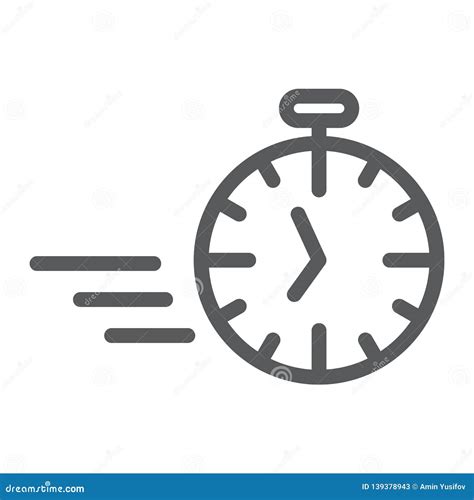 Fast Stopwatch Line Icon Time And Speed Timer Sign Vector Graphics