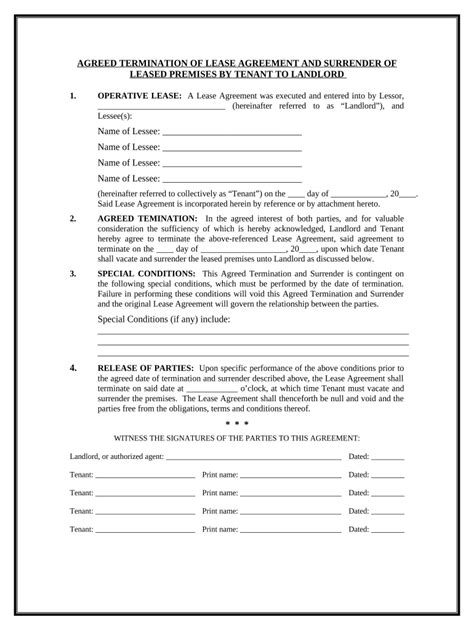 Lease Surrender Form Fill Out And Sign Printable Pdf Template