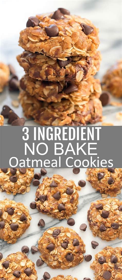 Healthy oats cookies with no maida, no butter, no eggs | oatmeal cookies with chocolate chips. 3 Ingredient Healthy No Bake Oatmeal Cookies (Flourless ...
