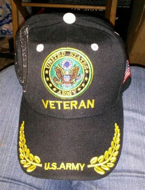 Licensed Us Army Veteran Embroidered Baseball Hat Cap Black Mens