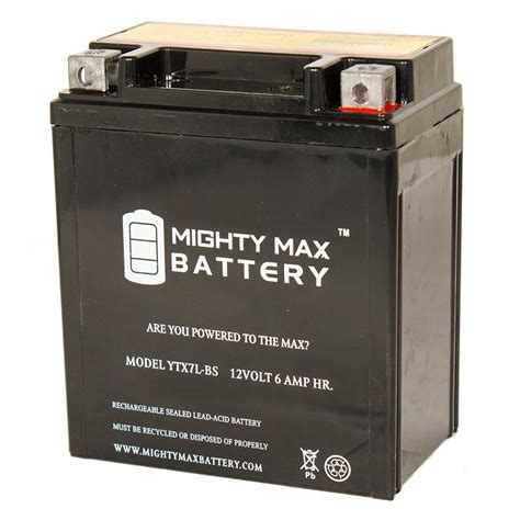 The power sports agm battery was designed for more than performance; MIGHTY MAX BATTERY 12-Volt 6 Ah 135 CCA Rechargeable ...