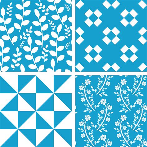 Blue And White Patterns Set By Elyomys Thehungryjpeg