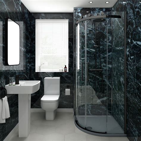Orion Black Marble 2400x1000x10mm Pvc Shower Wall Panel Victorian