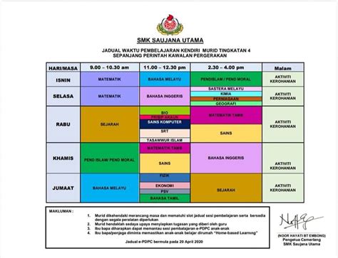 Penghentian sementara kegiatan belajar mengajar di sekolah, tak harus membuat proses belajar anak terhenti. JADUAL WAKTU PEMBELAJARAN KENDIRI MURID MENGIKUT TINGKATAN ...