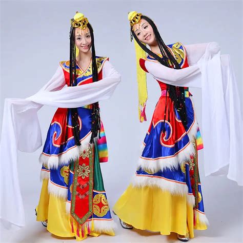 new tibetan dance costume female sleeve tibetan adult ethnic stage performance costume dress in