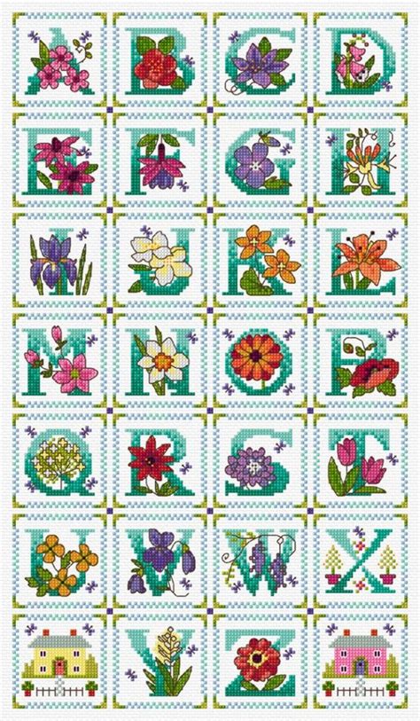 Ljt197 Floral Alphabet Sampler — Alphabets — Lesley Teare Cross