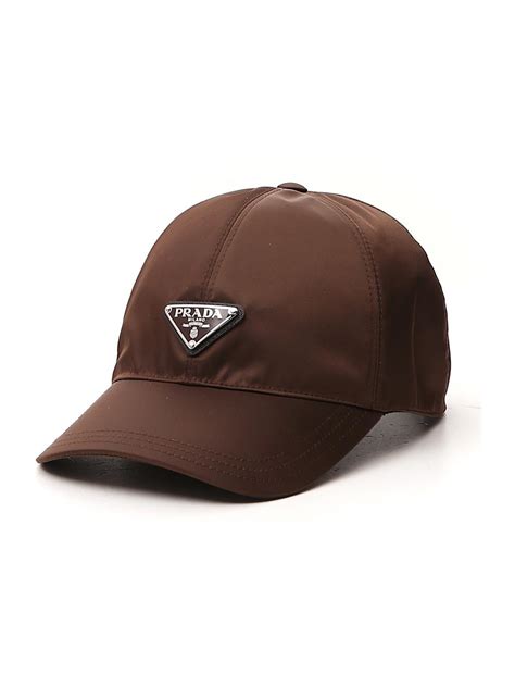 Prada Synthetic Logo Plaque Baseball Cap In Brown For Men Lyst
