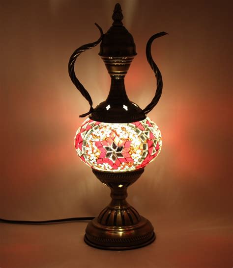 Turkish Mosaic Medium Teapot Table Lamp Red 37cm Nirvana Eastern