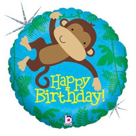 45cm Happy Birthday Monkey Buddy Pop Balloon Shop