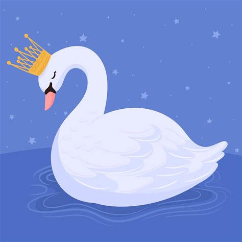 Beautiful Swan With Golden Crown In Pond 2424597 Vector Art At Vecteezy