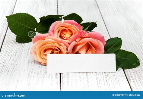 Pink Roses And Greeting Card Stock Image Image Of Holiday Mother