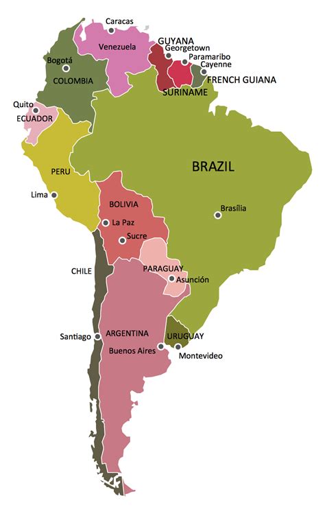 Map Of South American Countries World Map