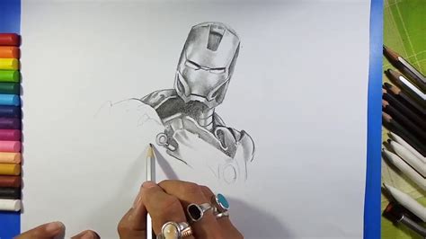 How To Draw Iron Man Avengers With Pencil Shading Youtube