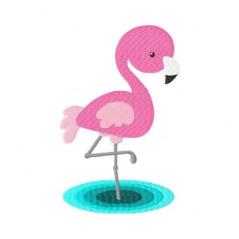 Pink Flamingo Machine Embroidery Design Tropical Bird Etsy