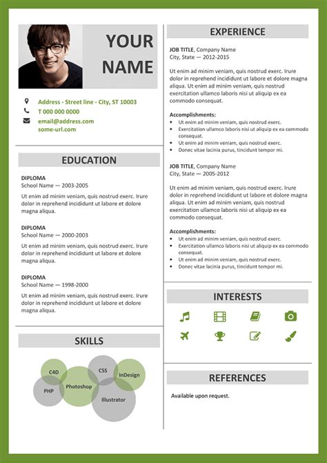 fitzroy modern border resume template