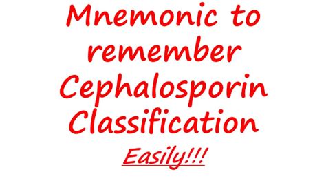 Mnemonic To Remember Cephalosporin Classification Video Youtube