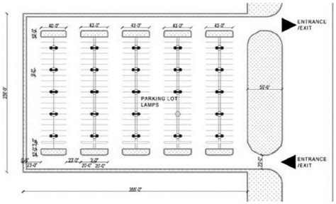 Typical Parking Lot Design Used For Calculations For 200 Cars Area Of