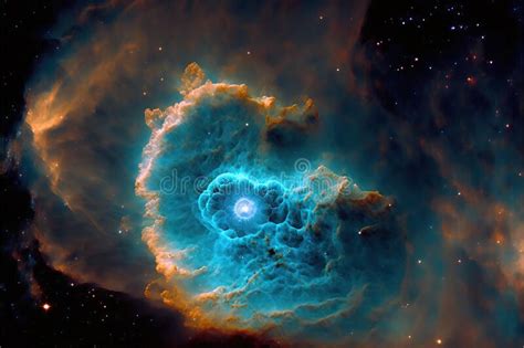 Glowing Blue Nebula With Stars Fantasy Galaxy Generative Ai Background