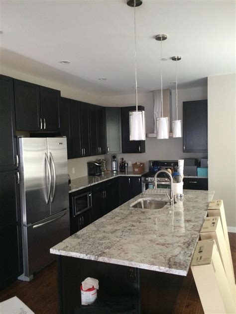 White Galaxy Granite Kitchen Countertop With Eased Edge Detail