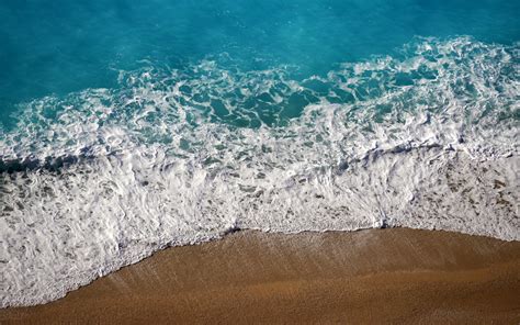 Download Wallpaper 3840x2400 Sea Waves Sand Aerial View 4k Ultra Hd