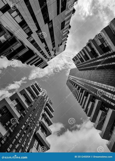 Grayscale Photo Of High Rise Building Stock Photo Image Of City