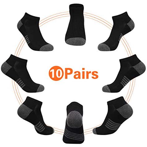 Eallco 10 Pairs Mens Ankle Socks Low Cut Athletic Cushioned Casual