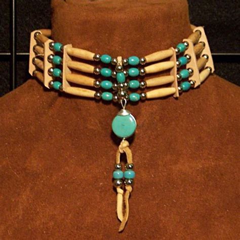 Native American Bone Choker With Abalone Disc Lost River Trading Co