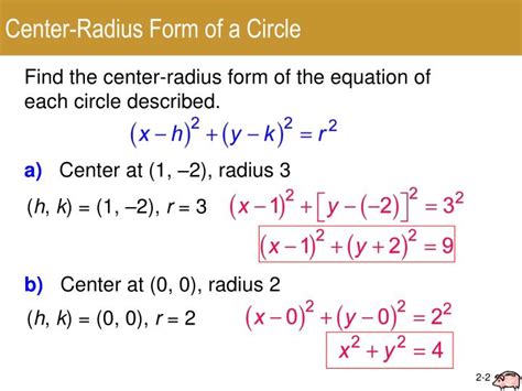 Standard Equation Of A Circle Calculator Given Center