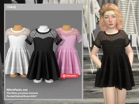 Formal Dotted Dress Kid F For The Sims 4 Sims 4 Dresses Sims 4