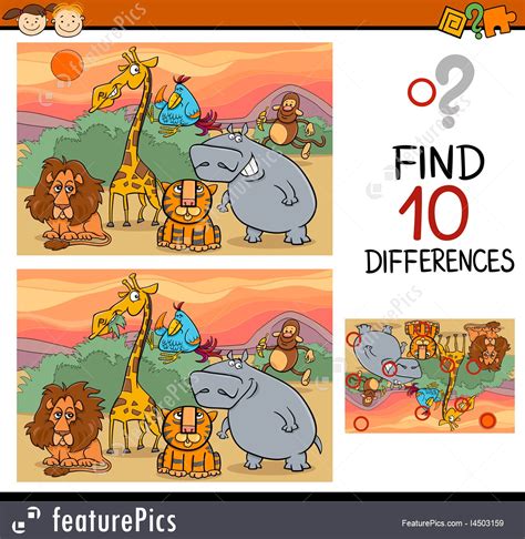 Templates Finding Differences Game Cartoon Stock